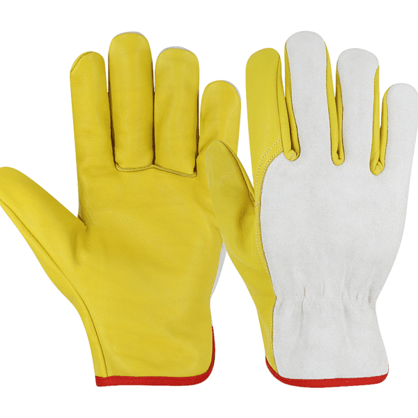 Cowhide Split Leather Driver Gloves with Polyester Border