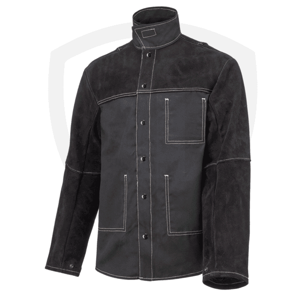 Large Split Leather Welding Jacket with Cotton Back and Kevlar Stitching