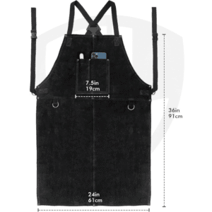 Heavy-Duty Split Cowhide Leather Welding Apron with X-Harness and Tool Pockets