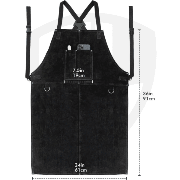 Heavy-Duty Split Cowhide Leather Welding Apron with X-Harness and Tool Pockets