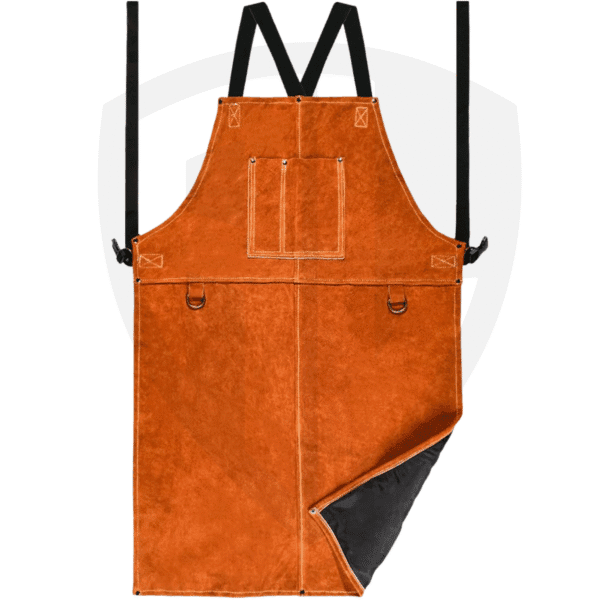 Heavy-Duty Split Cowhide Leather Welding Apron with X-Harness and Tool Pockets