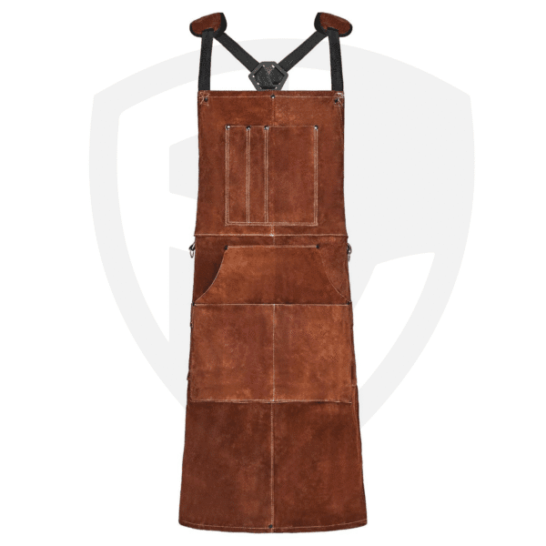 Full-Body Leather Welding Apron – Heat-Resistant, X-Back Harness, Buckle Closure & Pockets