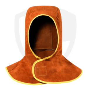 Flame-Resistant Leather Welding Hood – Velcro Closure, Foldable Design