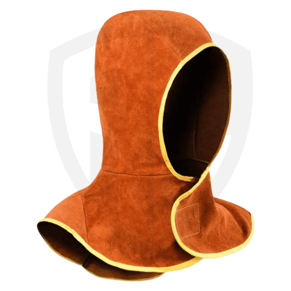 AL-LHC-02 (a) Flame-Resistant Leather Welding Hood – Velcro Closure, Foldable Design
