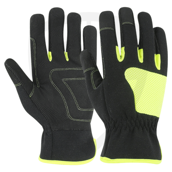 Cotton Back Synthetic Leather Gloves with Knit Wrist