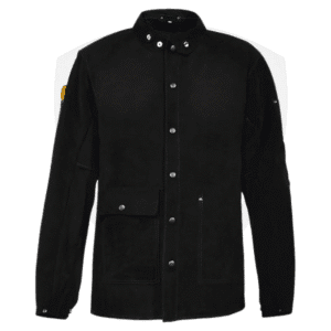 Premium Flame-Retardant Cowhide Leather Welding Jacket with Kevlar Stitching