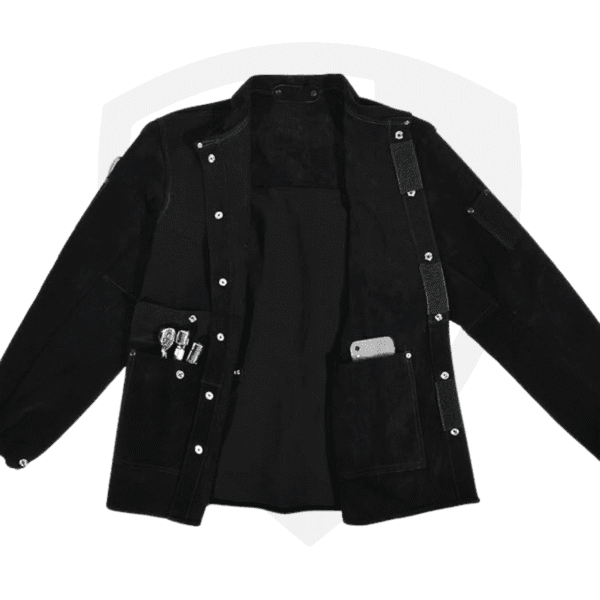 Premium Flame-Retardant Cowhide Leather Welding Jacket with Kevlar Stitching