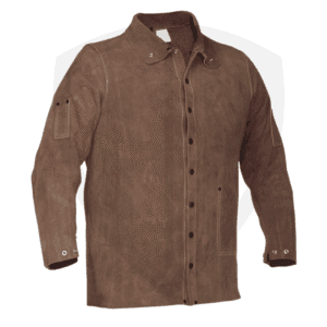 Side-Split Cowhide Leather Welding Jacket with Kevlar-Seamed Riveted Stitching