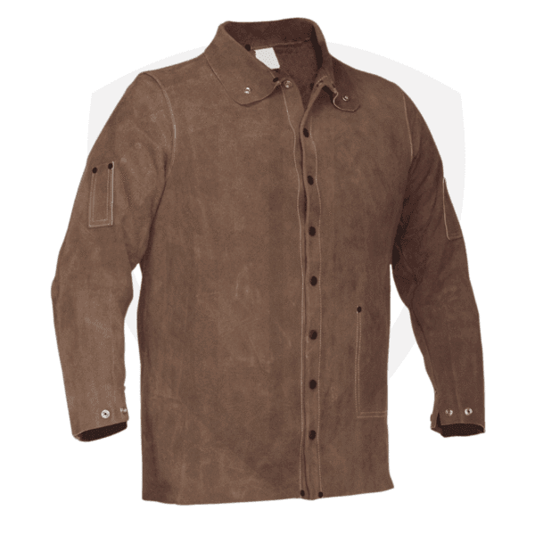 Side-Split Cowhide Leather Welding Jacket with Kevlar-Seamed Riveted Stitching